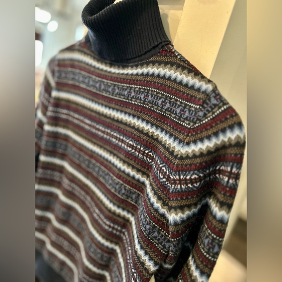 L.L. Bean Women’s Striped Cashmere Blend Fair Isle Turtleneck Sweater Small - Picture 2 of 10